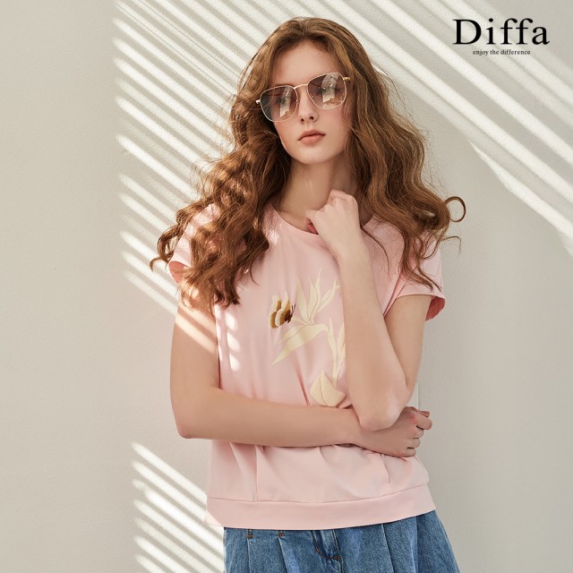 【Diffa】天堂鳥印花連袖針織衫-女