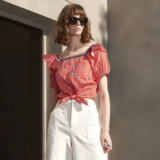 【mia mia】幾何圖形方領上衣