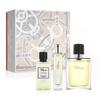 【Hermes 愛馬仕】大地男性香精3入禮盒-香精75ml+小香15ml+沐浴精40ml(平行輸入)