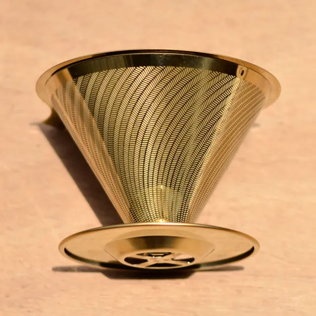 【Driver】鈦黃金流速濾杯 1-2cup(極細目濾網 咖啡濾杯 不鏽鋼濾杯 咖啡器具 手沖咖啡)