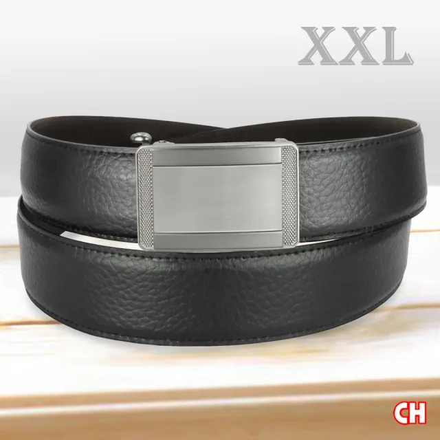 【CH-BELT 銓丞皮帶】加大腰自動扣皮帶 免打孔 男加長皮帶腰帶(黑XXL)