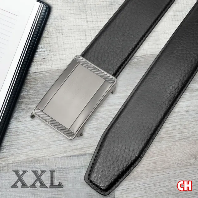 【CH-BELT 銓丞皮帶】加大腰自動扣皮帶 免打孔 男加長皮帶腰帶(黑XXL)