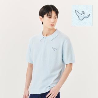 【Mark Gonzales】男女同款 刺繡小天使 POLO 針織衫-淺藍色