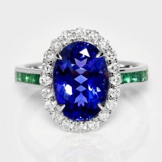 【似曾國際珠寶】現貨新款 IGI 14K 白金 3.45克拉 Oval Mixed Cut 坦桑石戒指(天然坦桑石)
