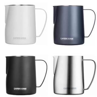 【CAFEDE KONA】多彩不鏽鋼拉花杯600ml(金屬拉絲設計更具質感)
