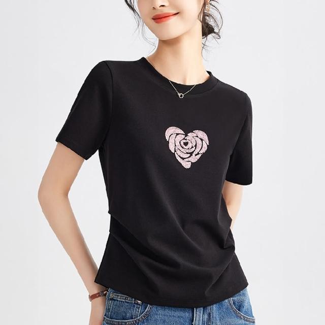 【LANNI 藍尼】★收腰修身愛心素面上衣(女上衣/百搭/圓領/T恤)