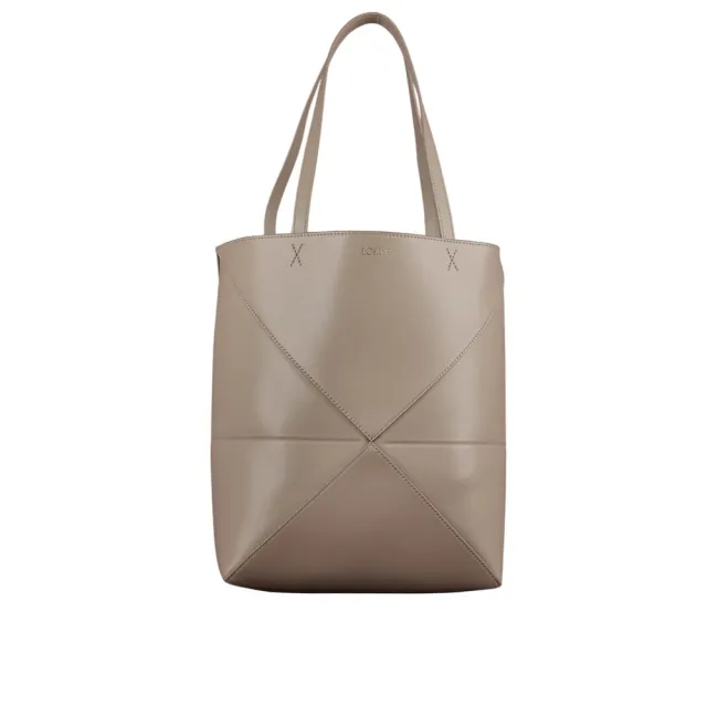 【LOEWE 羅威】Puzzle 亮面小牛皮摺疊托特包(沙色)
