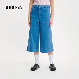 【AIGLE】女 彈性牛仔七分寬褲｜AG-4P230A056 丹寧藍(寬褲 牛仔褲 彈性褲)