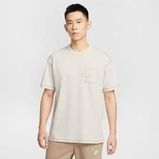 【NIKE 耐吉】短袖上衣 男 寬鬆 中磅 AS U NSW TEE M90 OC PK A LBR 米白 HJ0777-072