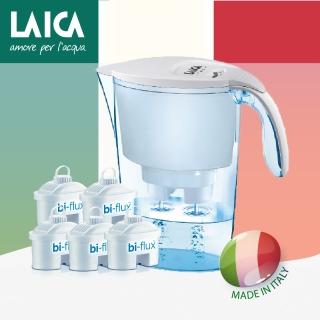 【LAICA 萊卡】義大利原裝進口2.3l高效雙流濾水壺(1壺5芯/共10個月份濾芯)