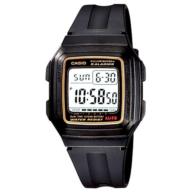 【CASIO 卡西歐】F-201WA-9A 當兵 休閒 輕薄舒適電子錶(經典潮流 錶徑約3.4公分)