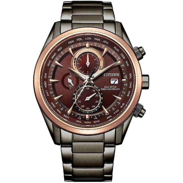【CITIZEN 星辰】GENTS系列 光動能電波三眼計時腕錶/43mm(AT8267-86X)