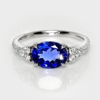 【似曾國際珠寶】現貨新款 IGI 14K 白金 2.38克拉 Oval Cut 坦桑石戒指(天然坦桑石)