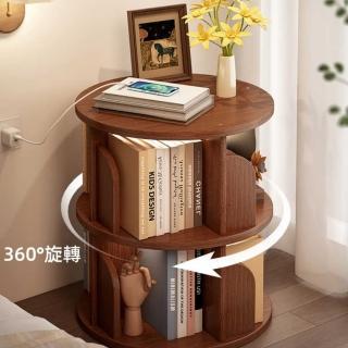 【巨匠】書櫃 旋轉書架 實木小書架 床邊收納櫃 創意簡約儲物櫃 床頭櫃(實木旋轉書架)