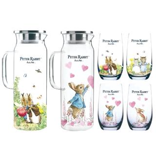 【PETER RABBIT 比得兔】耐熱玻璃冷水壺3件組再贈匙叉組(2款任選)