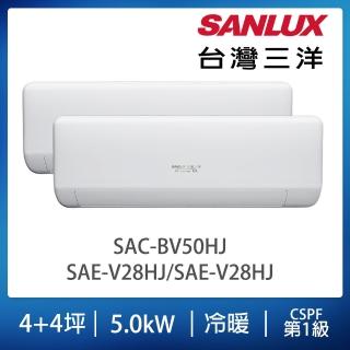 【SANLUX 臺灣三洋】4-5坪+4-5坪一對二冷暖空調(SAC-BV50HJ/SAE-V28HJ/SAE-V28HJ)