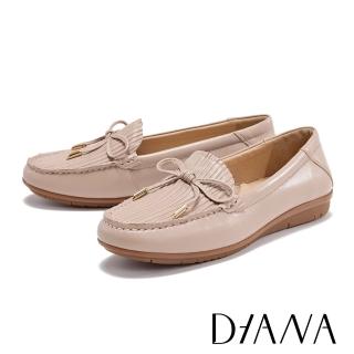 【DIANA】繫帶蝴蝶結真皮壓紋休閒鞋(粉色)
