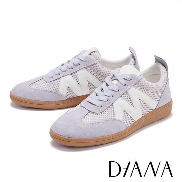 【DIANA】磨砂牛拼接網布厚底休閒鞋(紫色)