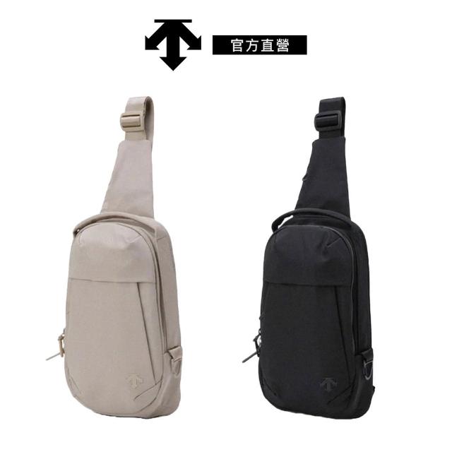 【DESCENTE】DUALIS SLING BAG 中性 運動斜背包(米色/黑色)