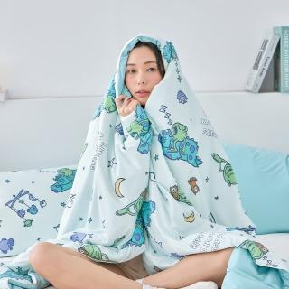 【格蕾寢飾】La Belle X Disney 眠綿冰玻尿酸抗菌涼感涼被枕頭組-怪獸檸檬塔(5x6.5尺/150X195CM) 涼被/冷氣
