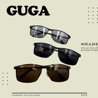 【GUGA】偏光金屬太陽眼鏡 簡約現代款(UV400 金屬鏡框 輕盈材質 防眩光 變色片)