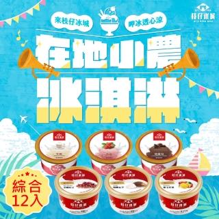 【百年枝仔冰城】小農經典冰淇淋綜合組12杯(芒果/牛奶/草莓/巧克力/紅豆/芋頭)