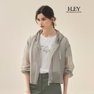 【ILEY 伊蕾】清涼透膚萊賽爾連帽抽繩外套(灰；M-2L；1251534002)