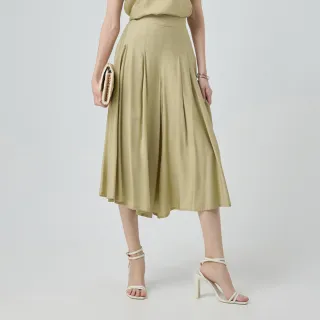 【ILEY 伊蕾】搖曳打摺長寬褲(卡其；M-XL；1252166723)