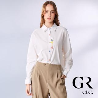 【GLORY21】網路獨賣款-etc.純棉愛心刺繡翻領長袖襯衫(白色)