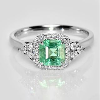 【似曾國際珠寶】現貨 IGI 18K白金 0.98克拉 Square Emerald Cut 哥倫比亞祖母綠戒指(天然哥倫比亞祖母綠)