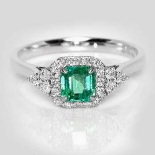 【似曾國際珠寶】現貨 IGI 18K白金 0.58克拉 Square Emerald Cut 哥倫比亞祖母綠戒指(天然哥倫比亞祖母綠)