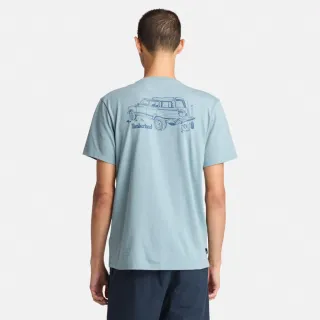 【Timberland官方旗艦】男款藍綠色背後圖案短袖T恤(A6B6Z758)