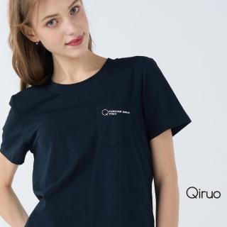 【Qiruo 奇若名品】春夏專櫃黑色上衣7040A 短袖短版造型(M-2XL)