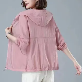 【ONEY 歐妮】★連帽輕薄休閒防曬外套(上衣/女裝/外套/夾克/休閒/正式/通勤)