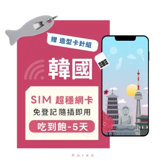 【eiP】韓國上網卡 5天吃到飽 SIM卡(首爾 韓國 濟州 釜山 濟州島上網卡 免翻牆 網路隨插即用 5G/4G)