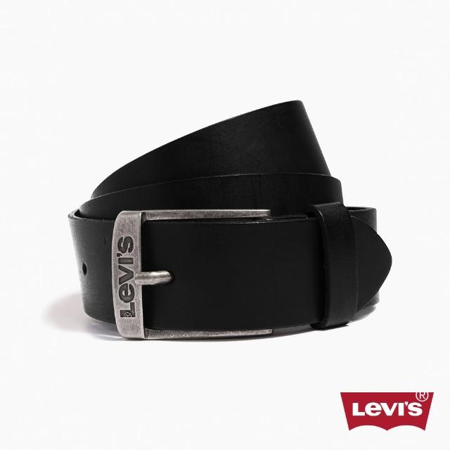 【LEVIS 官方旗艦】男款 真皮皮帶 / 精工Logo釦頭 霧黑 人氣新品 38016-0018