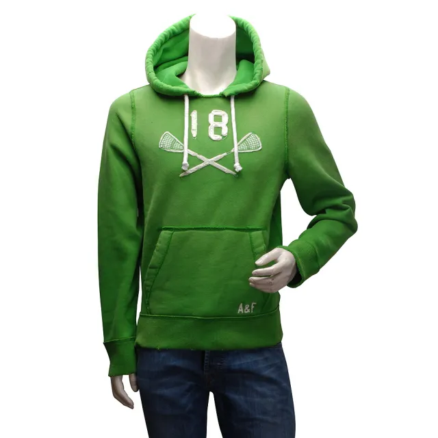 【Abercrombie & Fitch】數字18內刷毛長袖連帽TEE(男-綠-M-608967955)