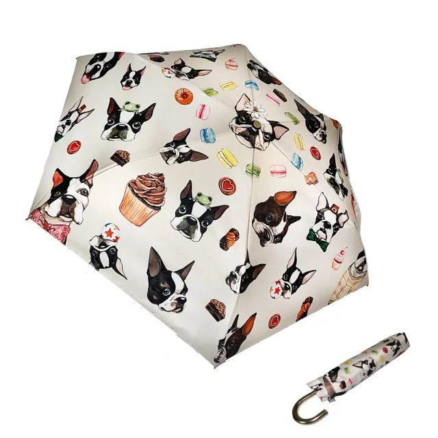 【iTa.a】交換禮物 日式復古金勾勾輕量晴雨摺疊傘(法鬥和牠的節慶馬卡龍限定版-糜糜駝)
