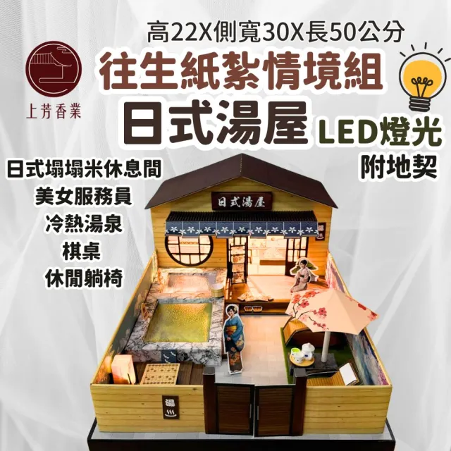 【上芳香業】往生紙紮 紙紮湯屋 日式湯屋 泡溫泉 泡湯(地契 魚池 象棋 僕人 溫泉)