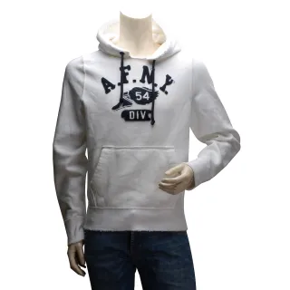 【Abercrombie & Fitch】DIV貼布內刷毛長袖連帽TEE(男-白-M-608768034)