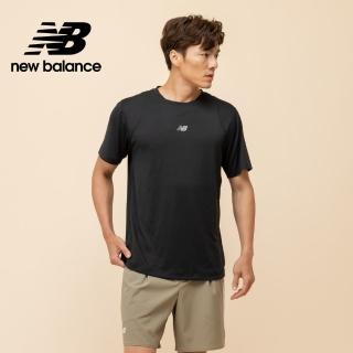 【NEW BALANCE】NB 吸濕排汗籃球緹花短袖長衣 MT51607BK 男性 黑色(美版 版型偏大)