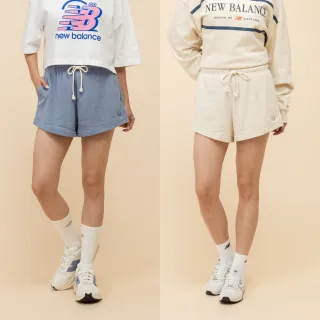 【NEW BALANCE】NB 褲頭鬆緊棉質短褲_女性_杏/藍紫色_WS51503DUS_WS51503LIN(美版 版型偏大)
