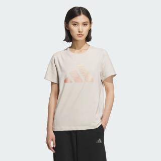 【adidas 愛迪達】LOGO 短袖上衣(JL6285 女款運動上衣 杏色)