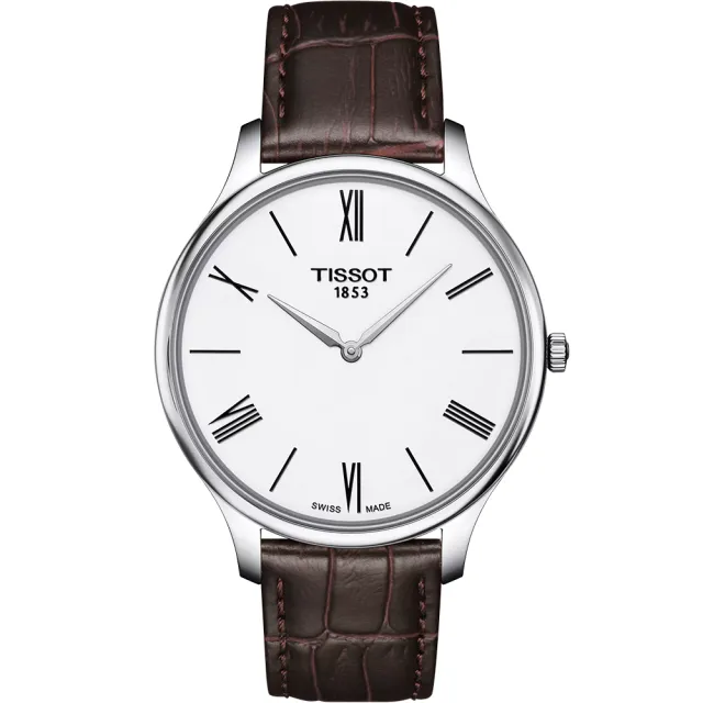 【TISSOT 天梭 官方授權】Tradition T063.409.16.018.00 羅馬薄型石英手錶-39mm 禮物 送禮(T0634091601800)