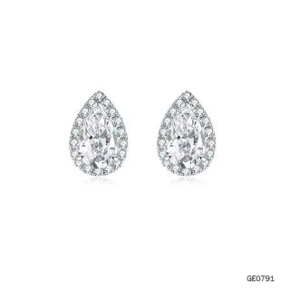 【鉅曜】38女王節 18K金 主鑽50分 水滴鑽石女神耳環 贈18K耳束(總重1.2克拉 培育鑽石)