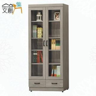 【文創集】楚門特2.7尺二門下二抽書櫃/收納櫃(三色可選)