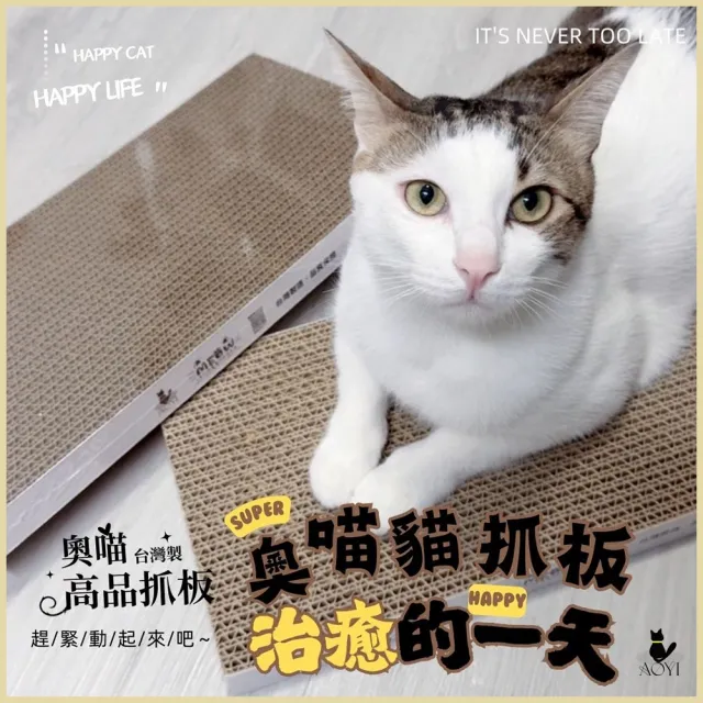 【AOYI奧藝】台製瓦楞紙貓抓板5入組(39.5*19*3cm)(植物膠 高密度 耐抓耐磨 安全無憂)