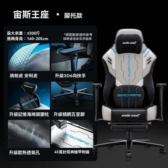 【w安德斯特】6向扶手 升級頭腰枕+腳托(電競椅 電腦椅 靠背椅 辦公椅 躺椅 人體工學椅 遊戲椅 預購15天)