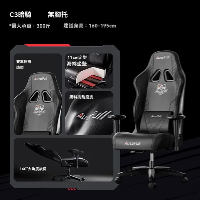 【w傲風旗艦店】C3暗騎 無腳托款(電競椅 電腦椅 躺椅 靠背椅 辦公椅 人體工學椅 遊戲椅 預購15天)
