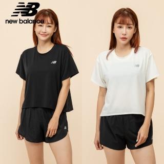 【NEW BALANCE】NB 頂級吸濕排汗短袖上衣 女性 米白/黑色 WT51133BK WT51133SST(美版 版型偏大)